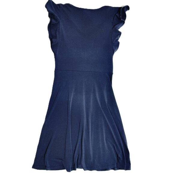 Ann Taylor Factory Women Size XXSP Navy V Neck Flutter Sleeve A Line Dress - Picture 7 of 7